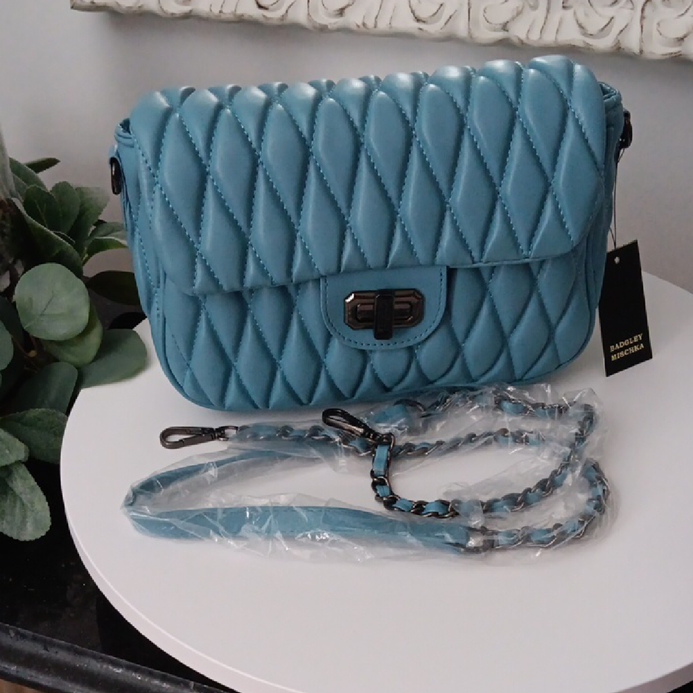 Badgley Mischka Teal Quilted Crossbody Bag